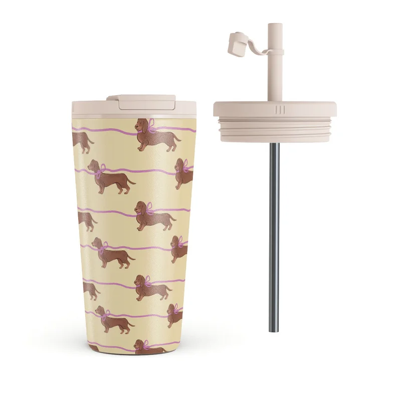 بورجا مج سفر بورجا دائمًا متأخر  مل مع غطاء قلاب وماصة – ستانلس ستيل خالٍ من البيسفينول، عزل ثلاثي الطبقات، مقاوم للتسرب، تصميم مطبوع فاخر – للمشروبات الساخنة والباردة